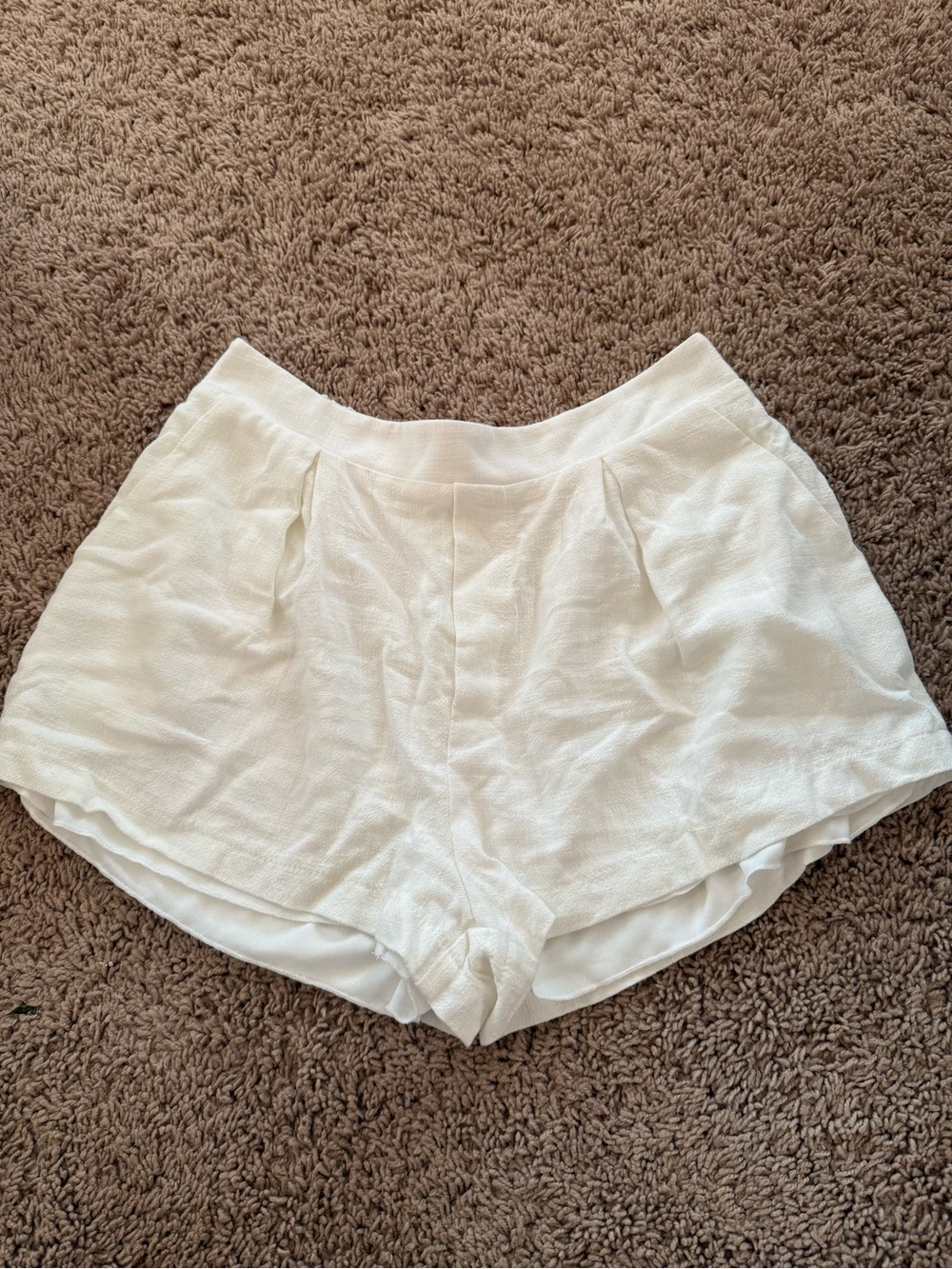 Altar'd State Ivory High-Waist Pleated Shorts
